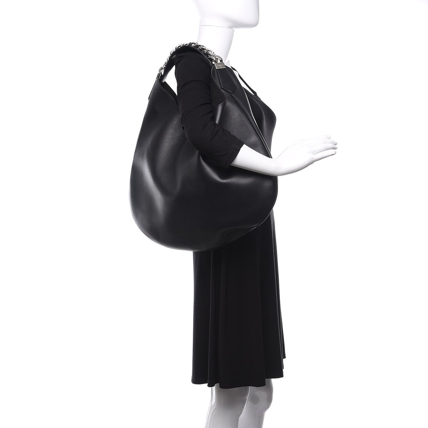 Calfskin Medium Infinity Hobo Bag Black