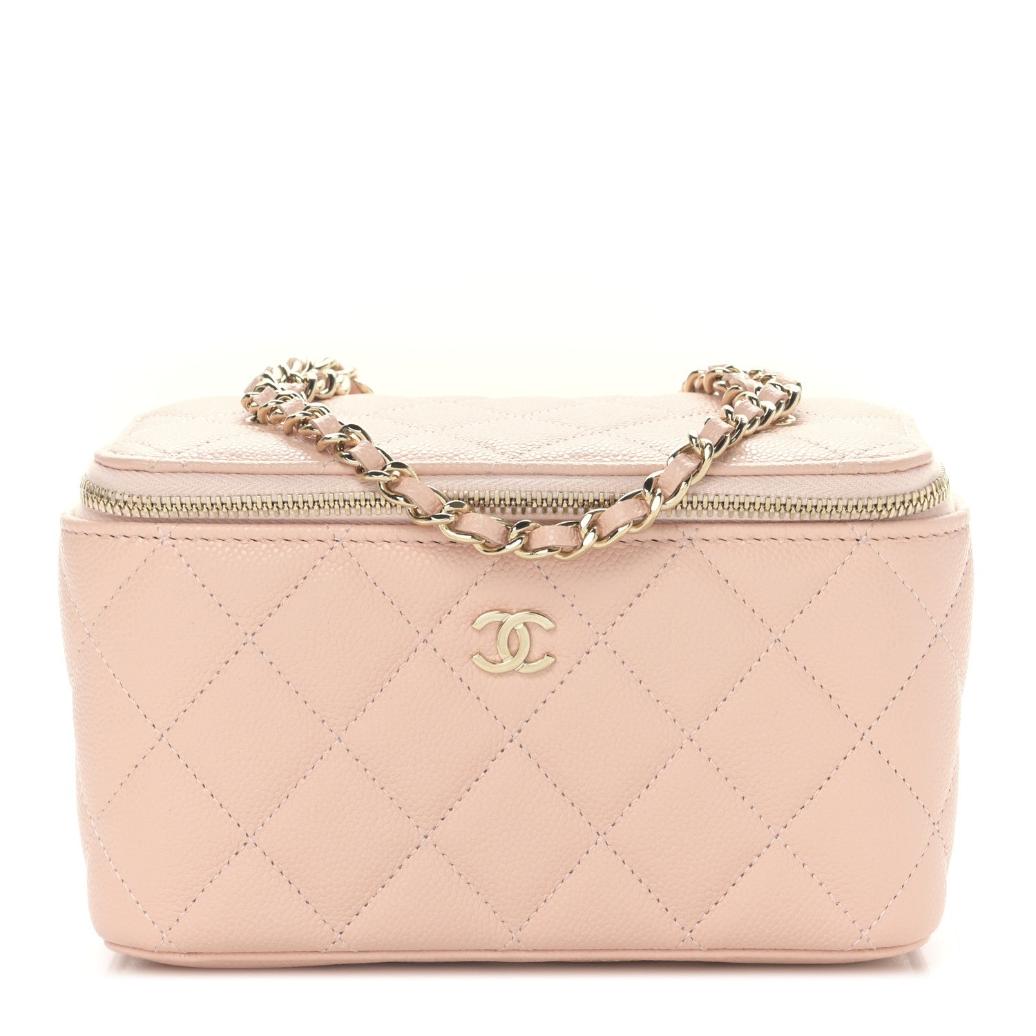 Chanel Caviar Quilted Small Vanity Case With Chain Light Beige 1 of 9