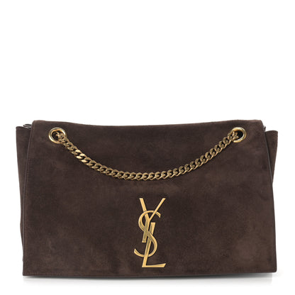 Saint Laurent Smooth Calfskin Suede Medium Reversible Monogram Kate Satchel Military Brown 10 of 15