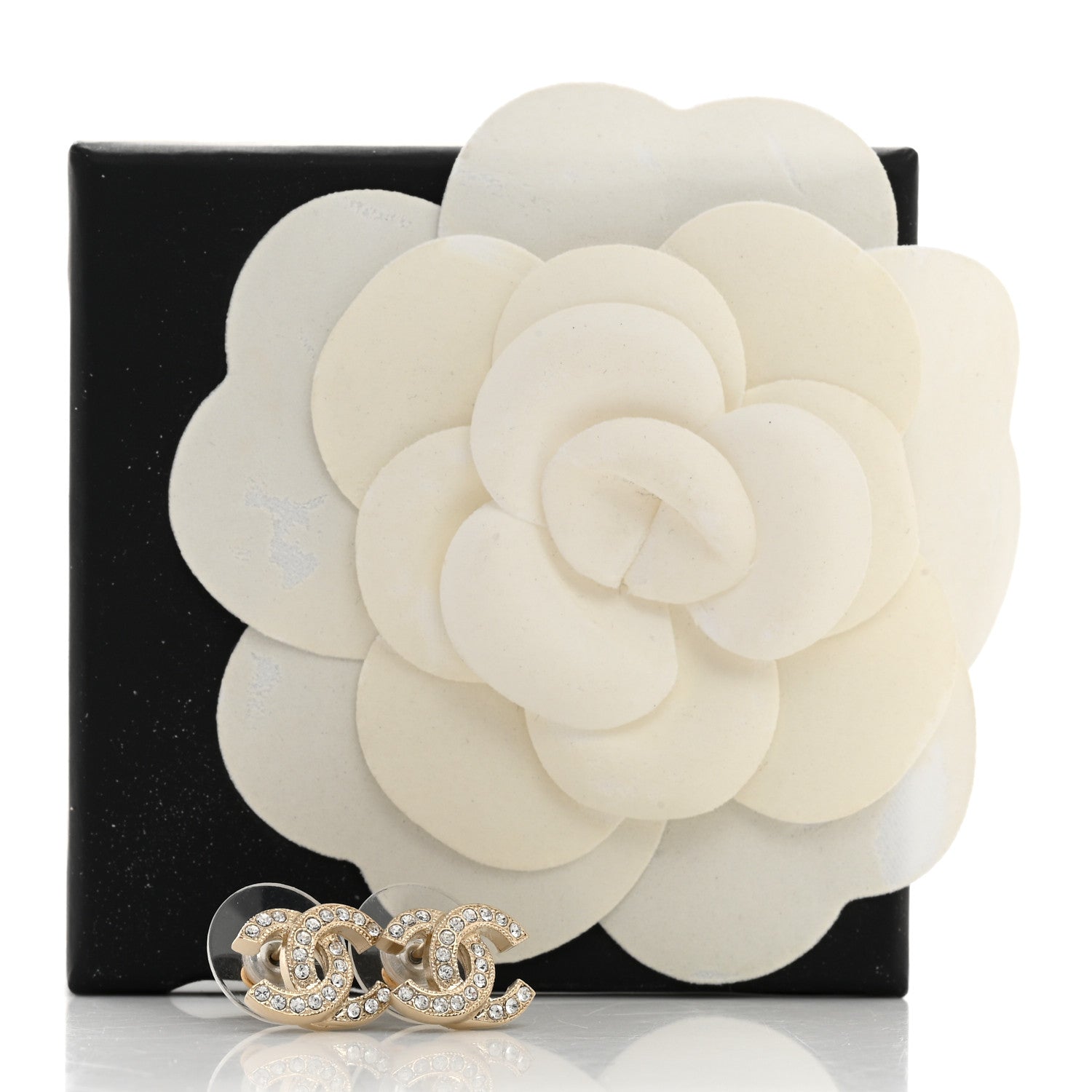 Chanel Crystal CC Earrings Gold 5 of 5