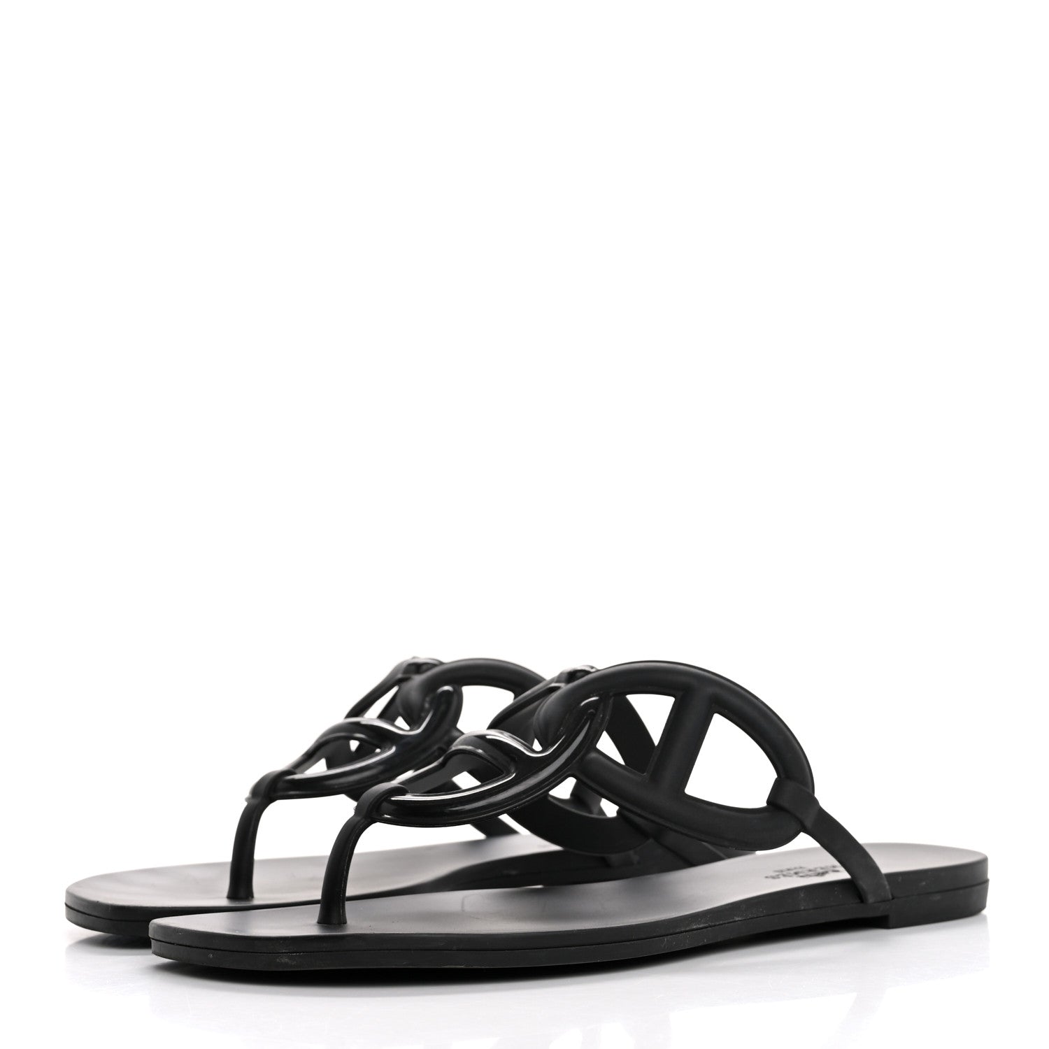 Hermes Rubber Womens Egerie Sandals 39 Black 4 of 12