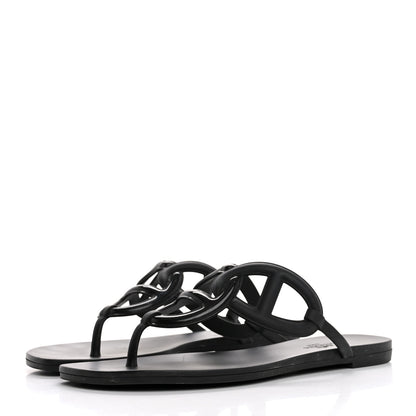 Hermes Rubber Womens Egerie Sandals 39 Black 4 of 12