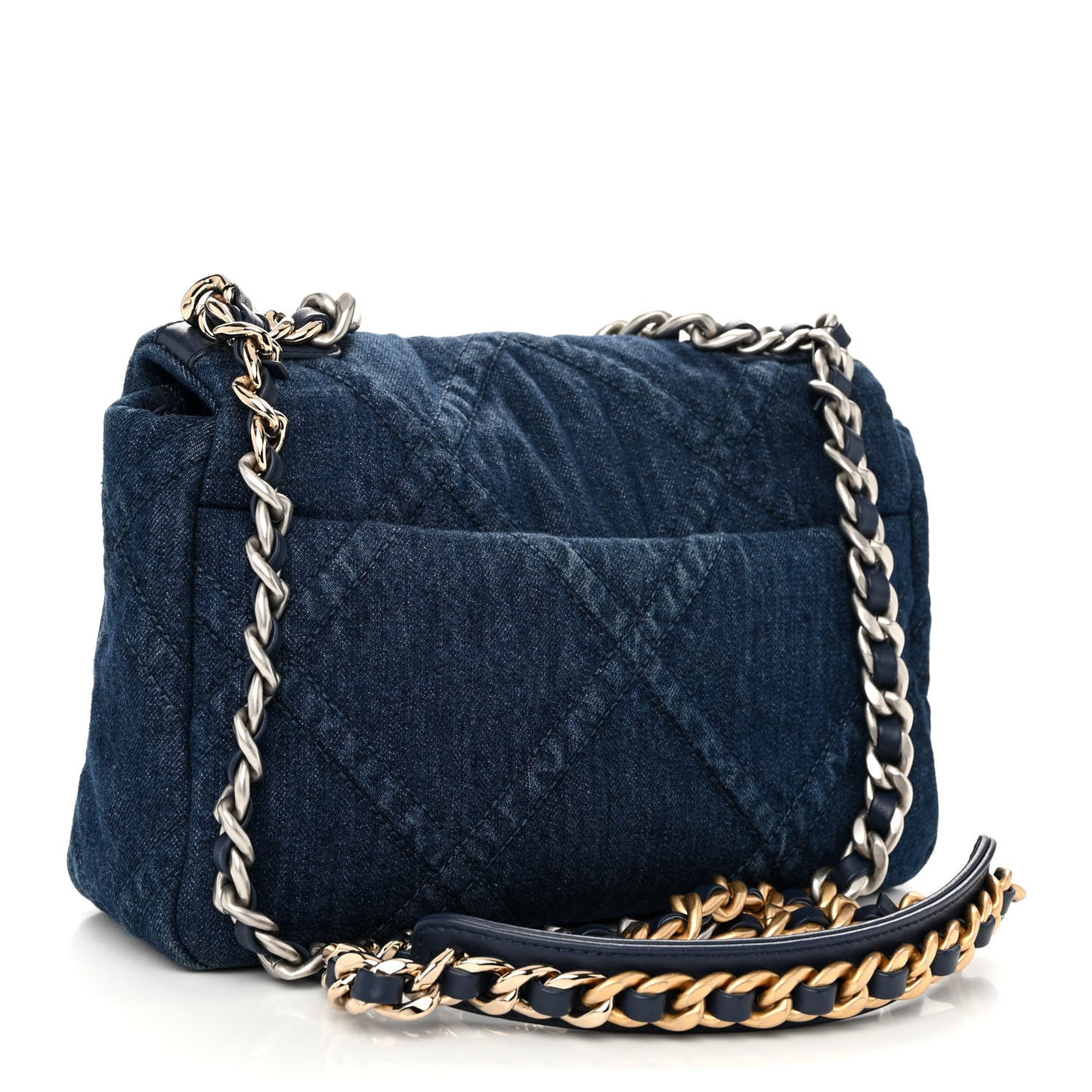 Denim Quilted Medium Chanel 19 Flap Blue