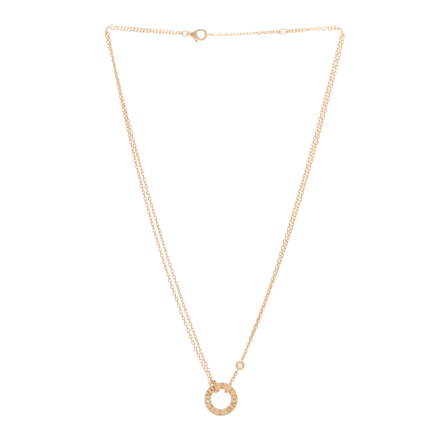 18K Yellow Gold 2 Diamond LOVE Necklace