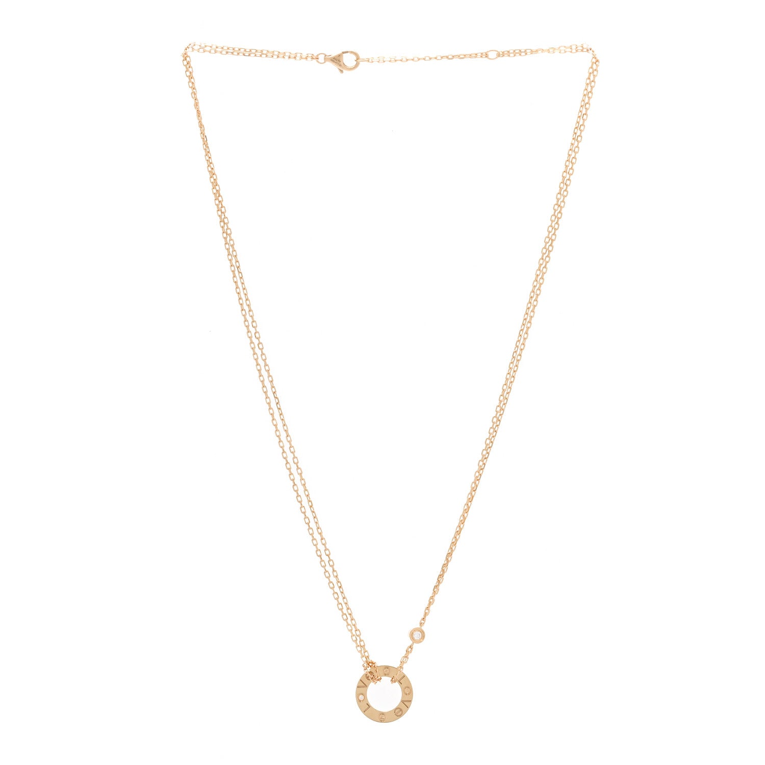 Cartier 18K Yellow Gold 2 Diamond LOVE Necklace 3 of 6