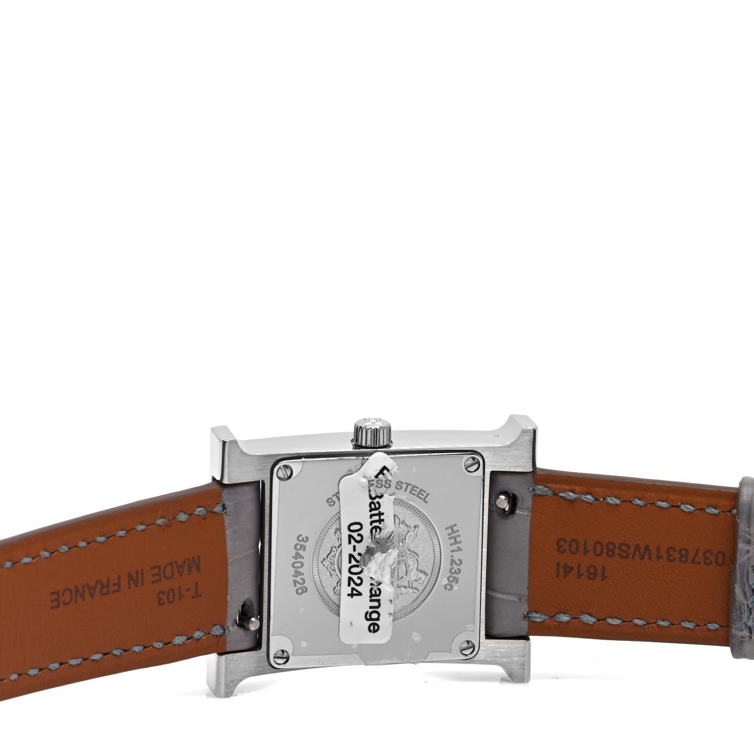 Hermes Stainless Steel Alligator Diamond Bezel Mother of Pearl 21mm Heure H Hour Quartz Watch Gris Perle 4 of 5