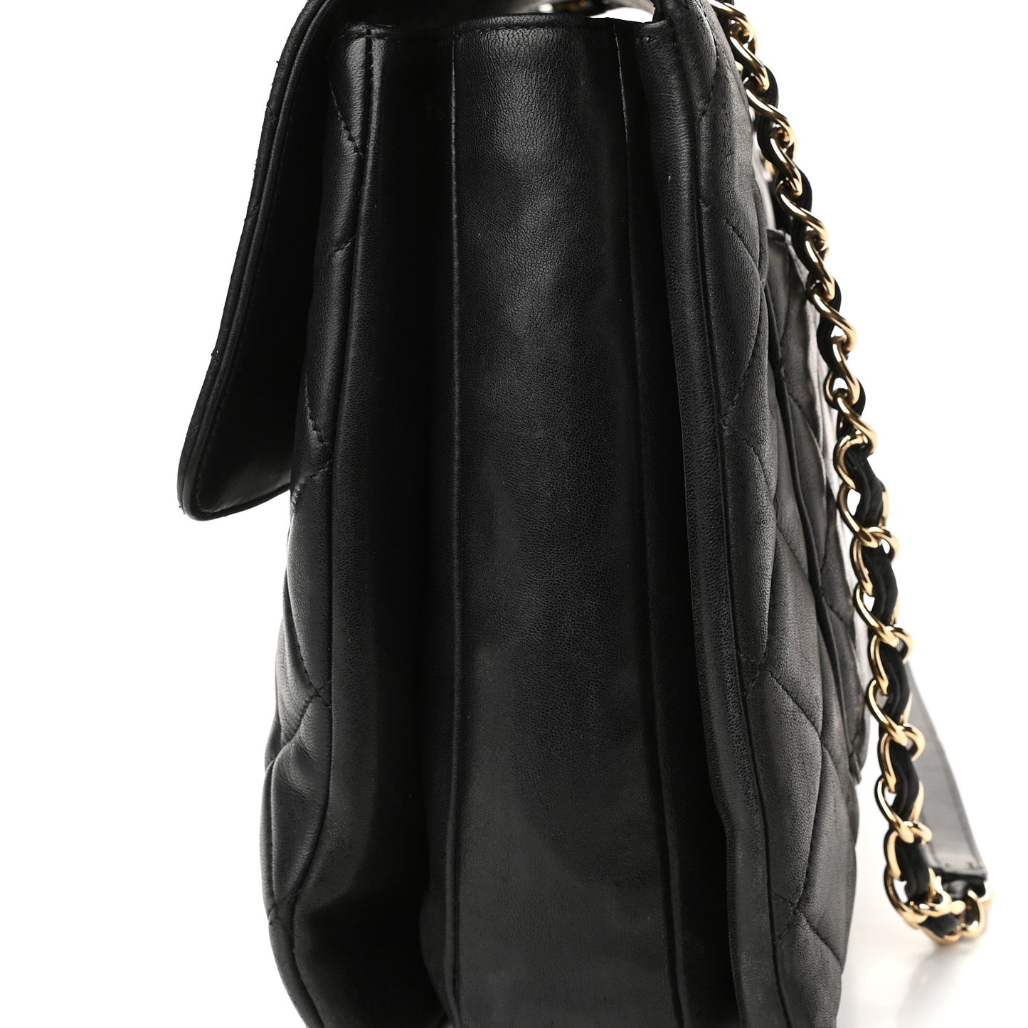 Lambskin Quilted Large Trendy CC Dual Handle Flap Bag Black