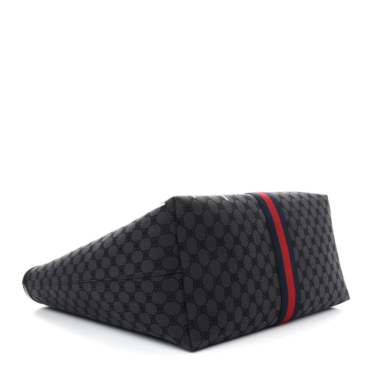 Gucci X BALENCIAGA BB Monogram Web Graffiti Large Ophidia Shopping Tote Black 4 of 9