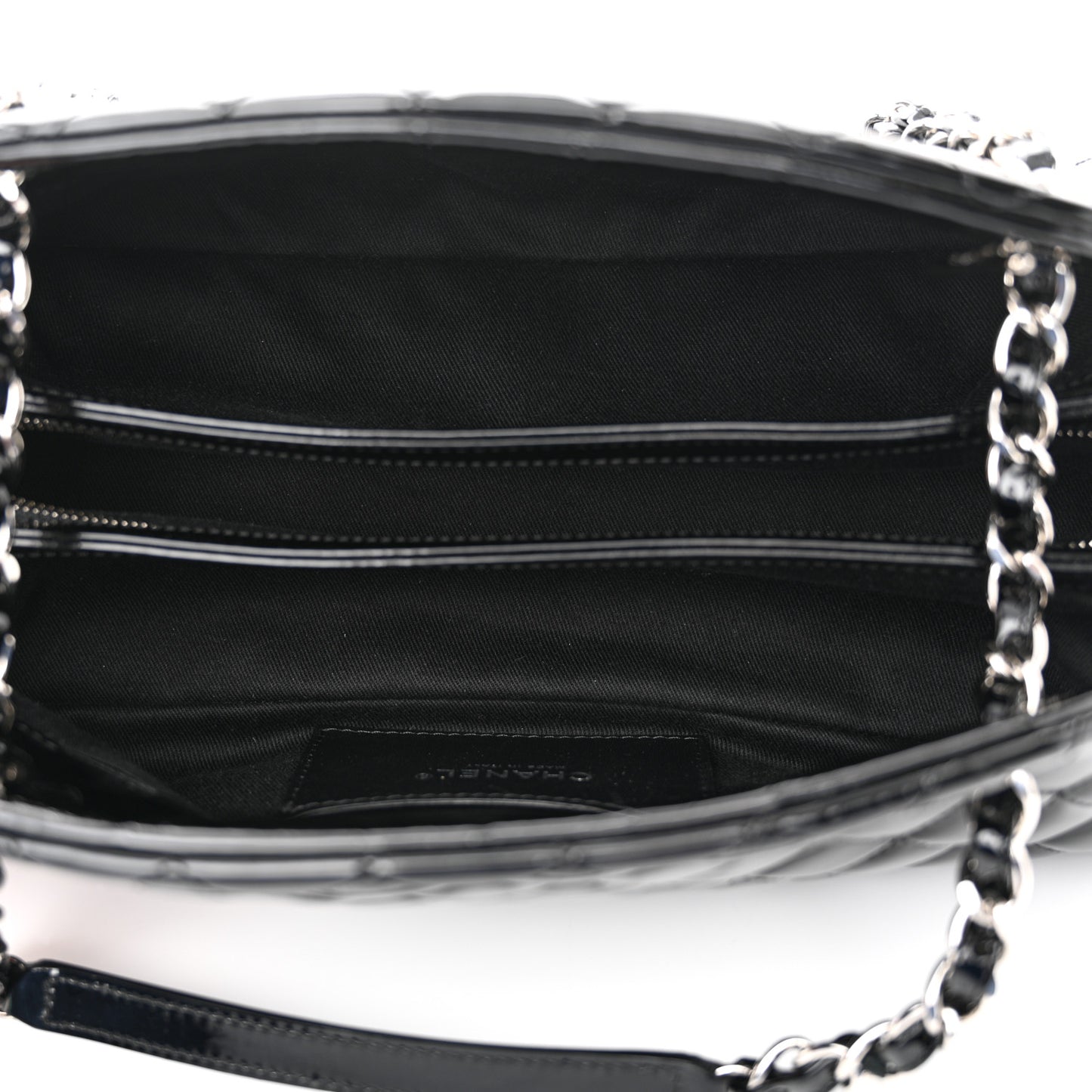 Patent Quilted Medium Just Mademoiselle Bowling Bag Black