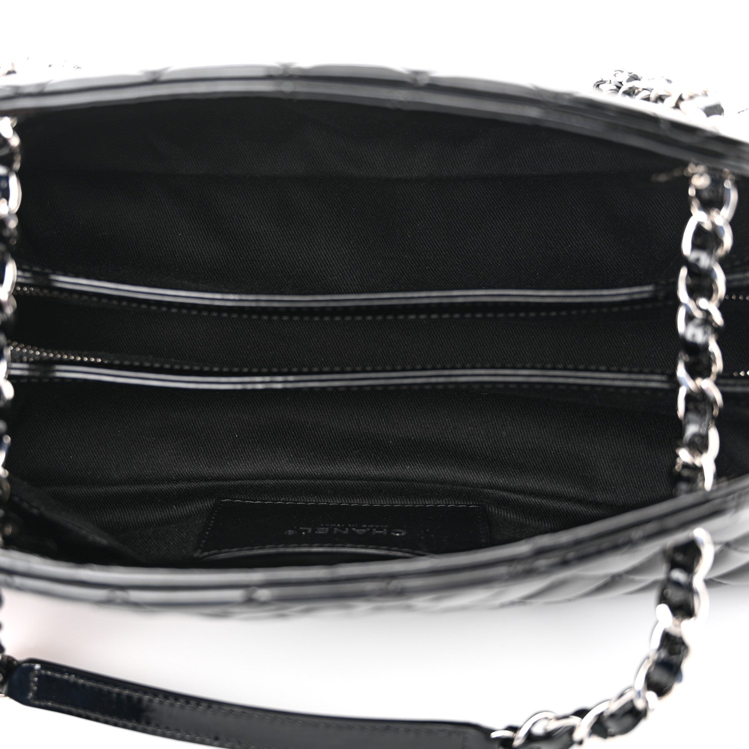 Chanel Patent Quilted Medium Just Mademoiselle Bowling Bag Black 5 of 12