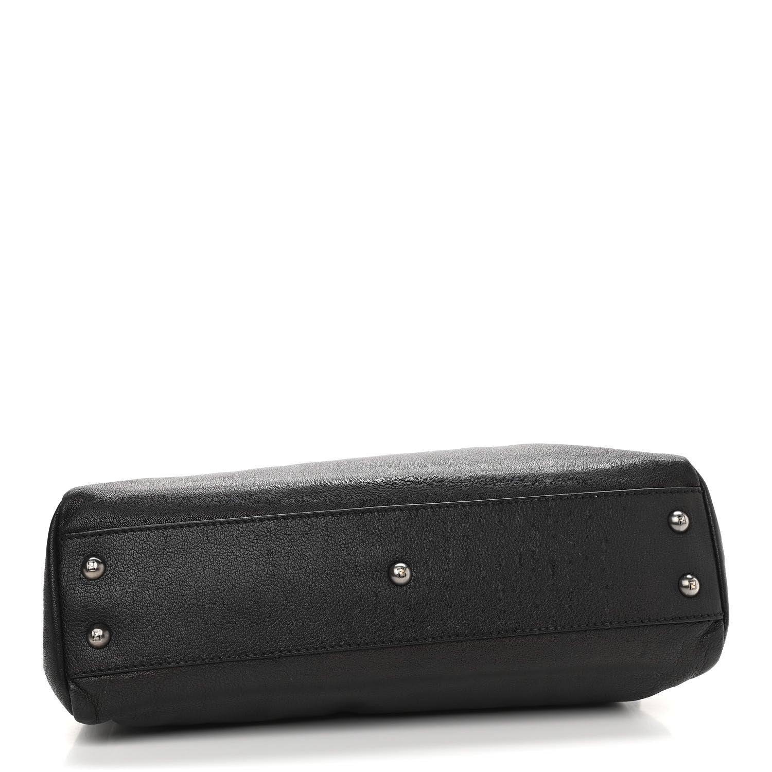 Fendi Goatskin Zucca Medium Peekaboo Iconic Satchel Black Tobacco 4 of 13