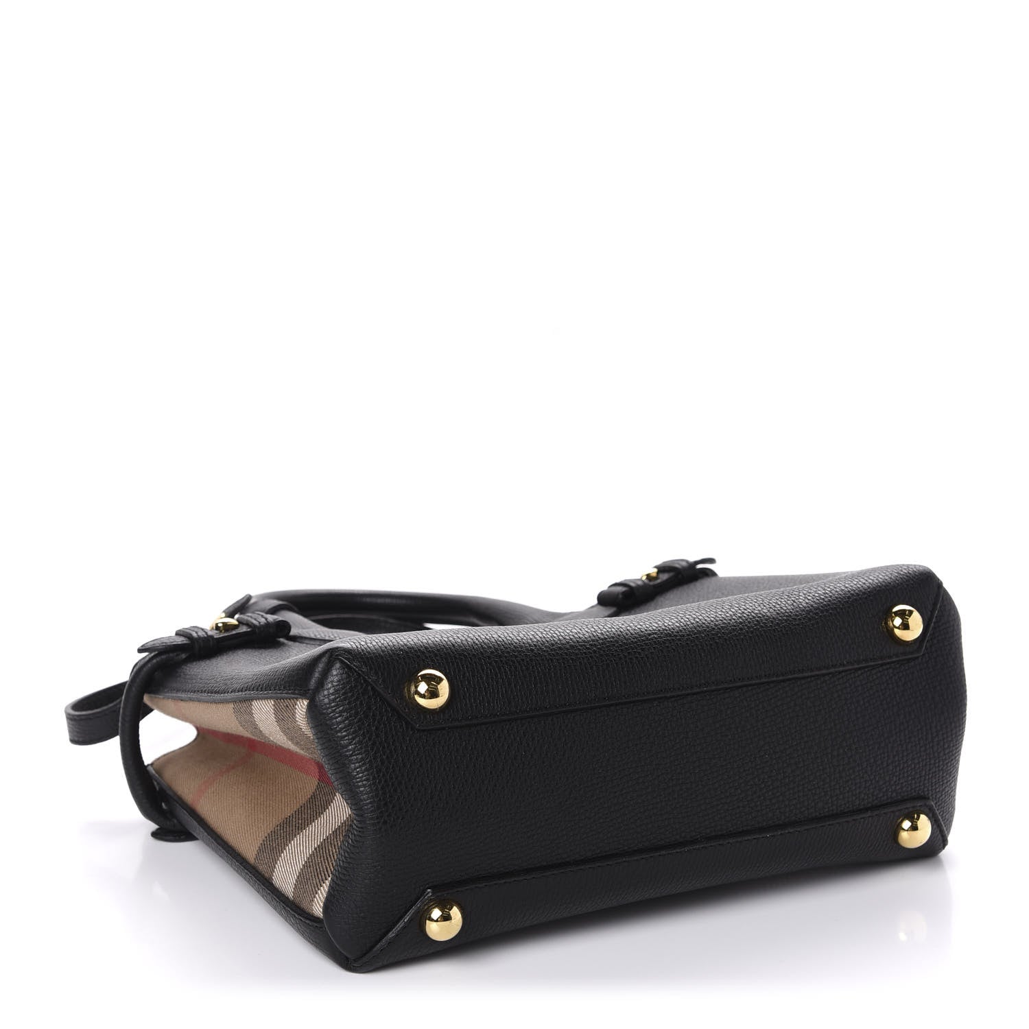 Burberry Grainy Calfskin House Check Small Banner Tote Black 4 of 9