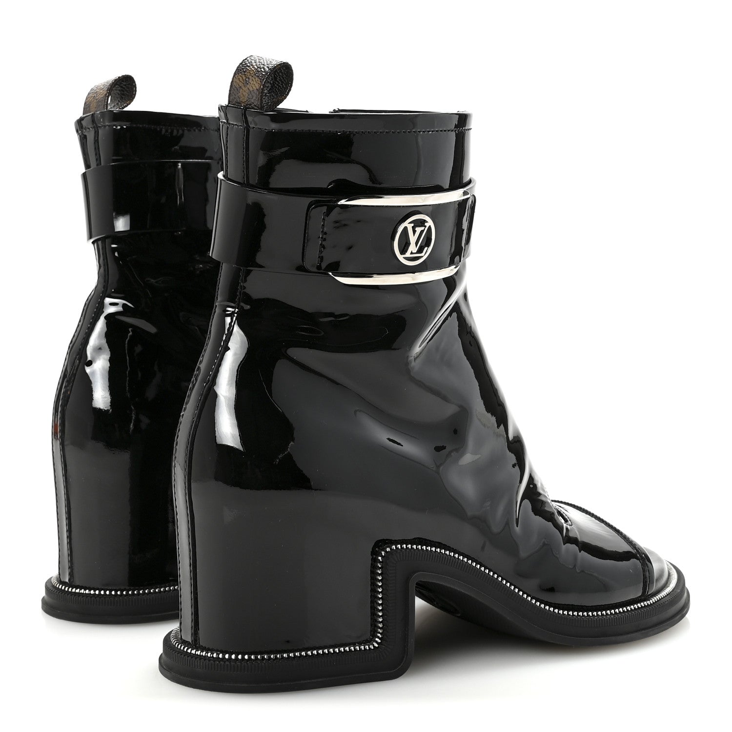 Louis Vuitton Patent Calfskin Moonlight Boots 39 Black 5 of 9