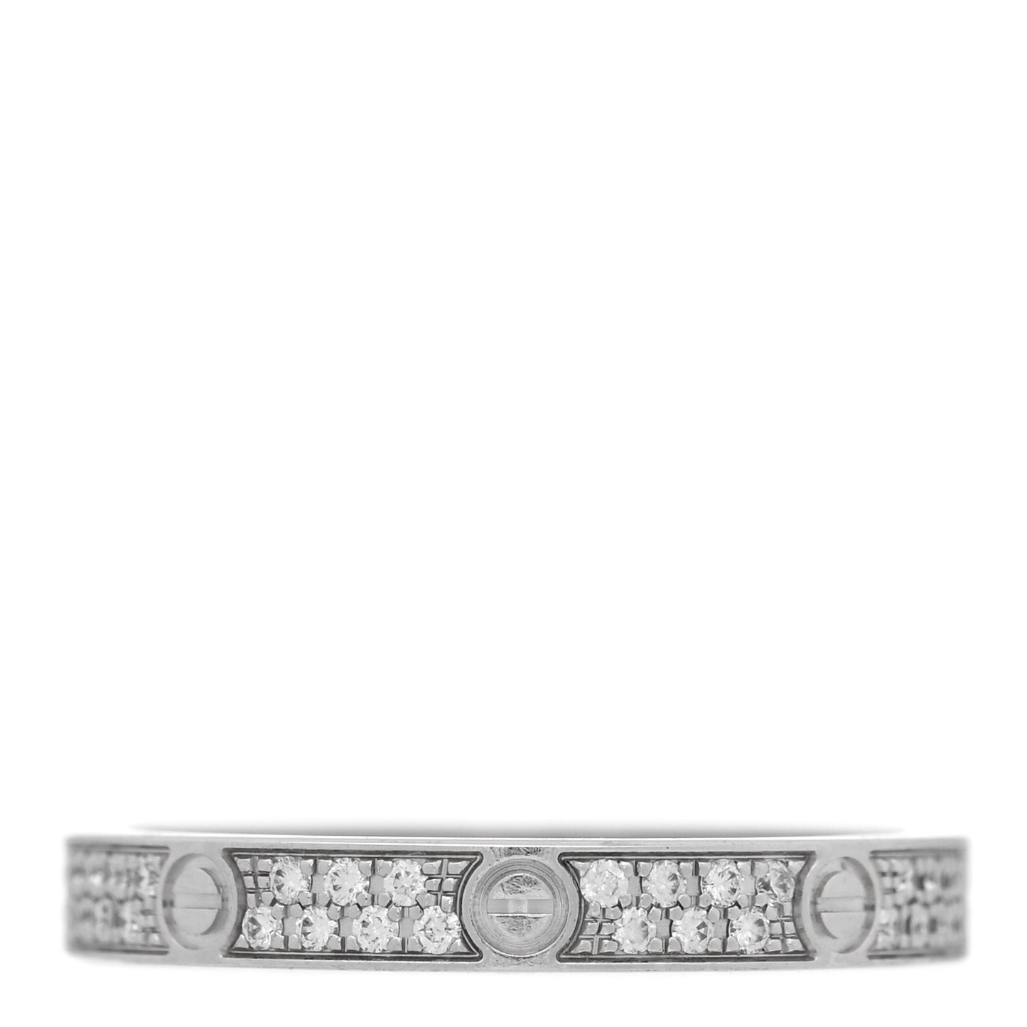 18K White Gold Diamond 2.6mm LOVE Paved Band Ring 49 4.75