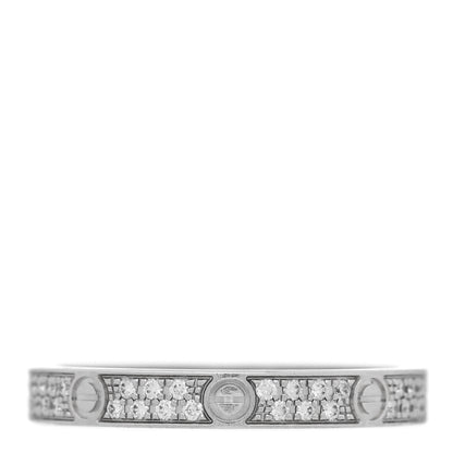 Cartier 18K White Gold Diamond 2.6mm LOVE Paved Band Ring 49 4.75 1 of 5