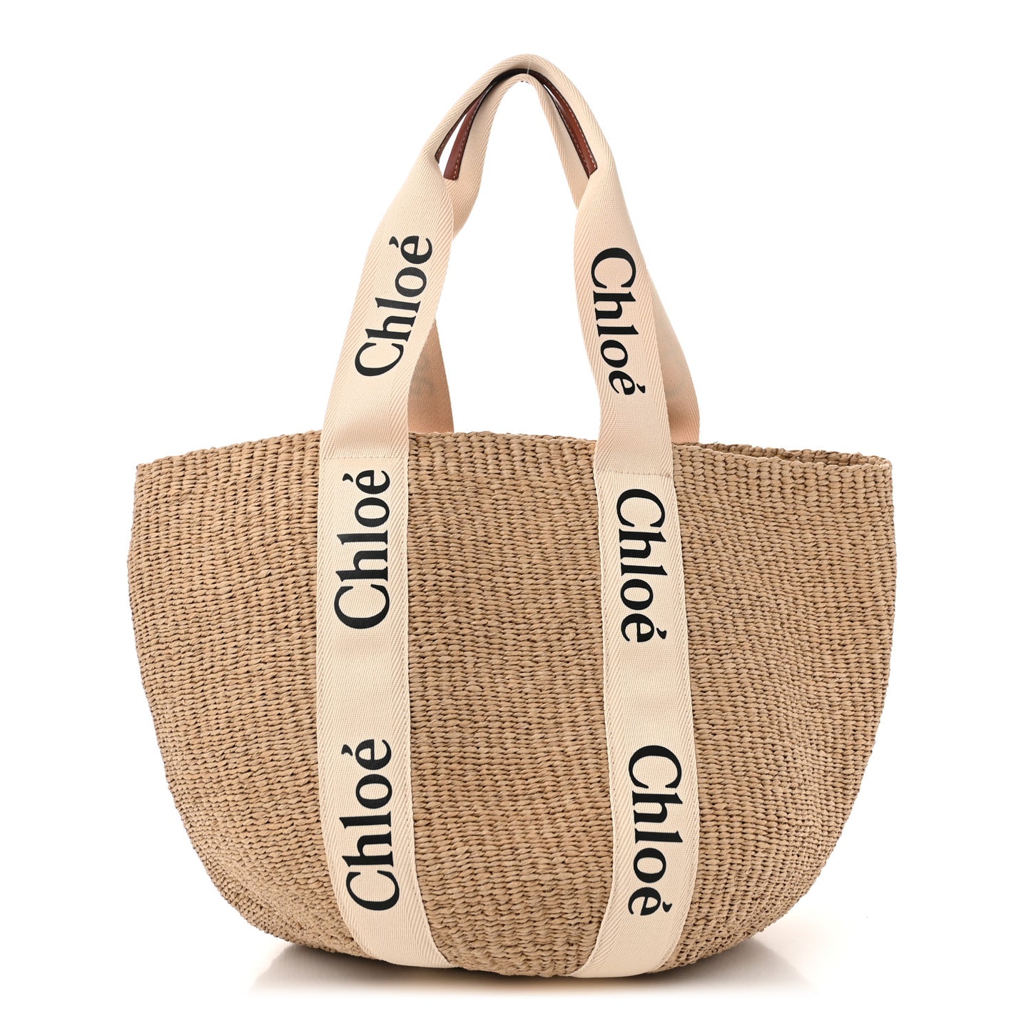 Raffia Large Woody Basket Bag White