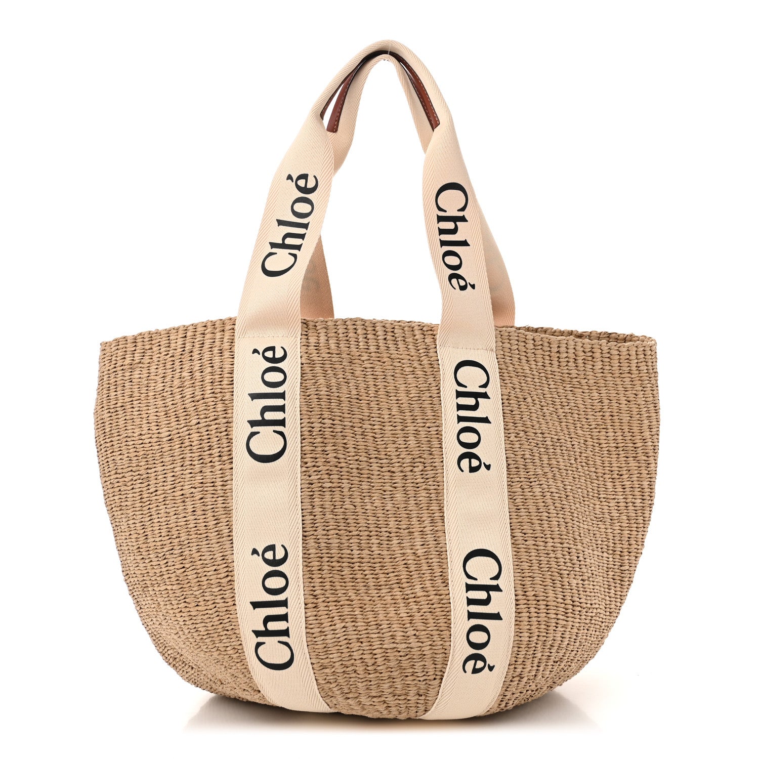Chloe Raffia Large Woody Basket Bag White 1 of 10