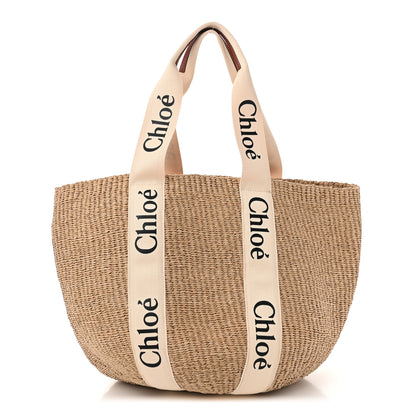 Chloe Raffia Large Woody Basket Bag White 1 of 10