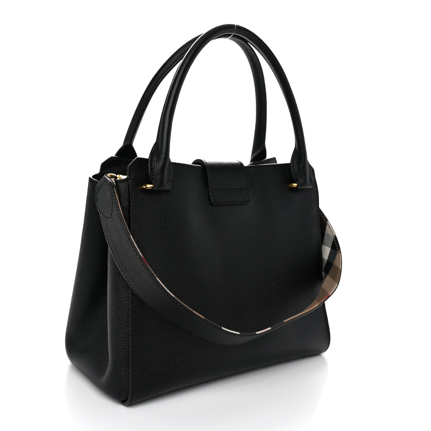 Burberry Soft Grain Calfskin Medium Buckle Tote Black 3 of 12