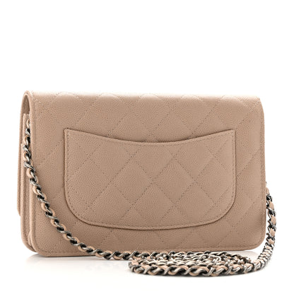 Chanel Caviar Quilted Wallet On Chain WOC Beige 2 of 13