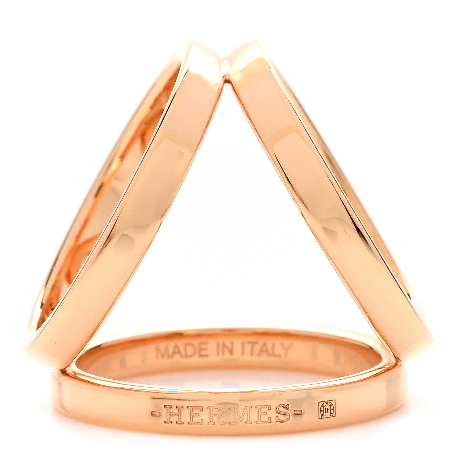 Hermes Permabrass Rose Gold Plated Trio Scarf Ring 1 of 3