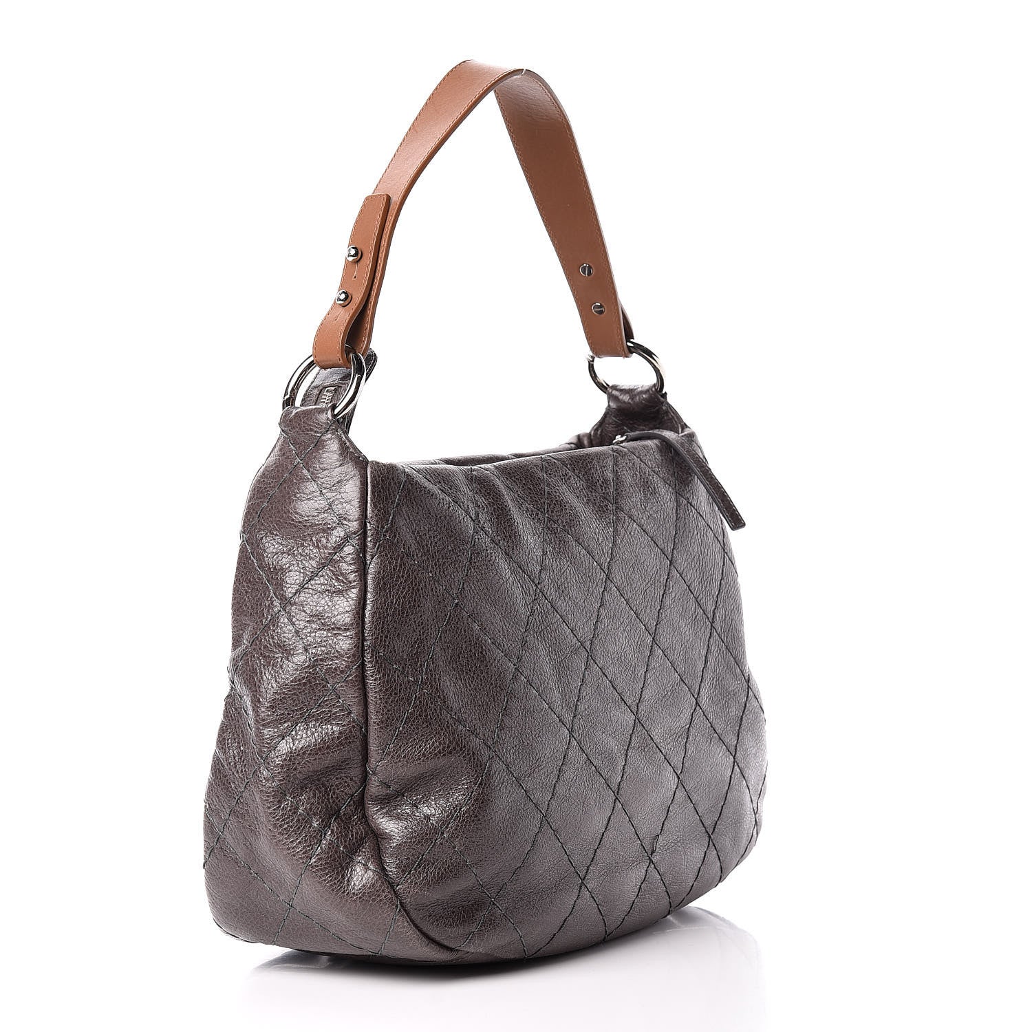 Chanel Glazed Calfskin On The Road Hobo Brown 3 of 13