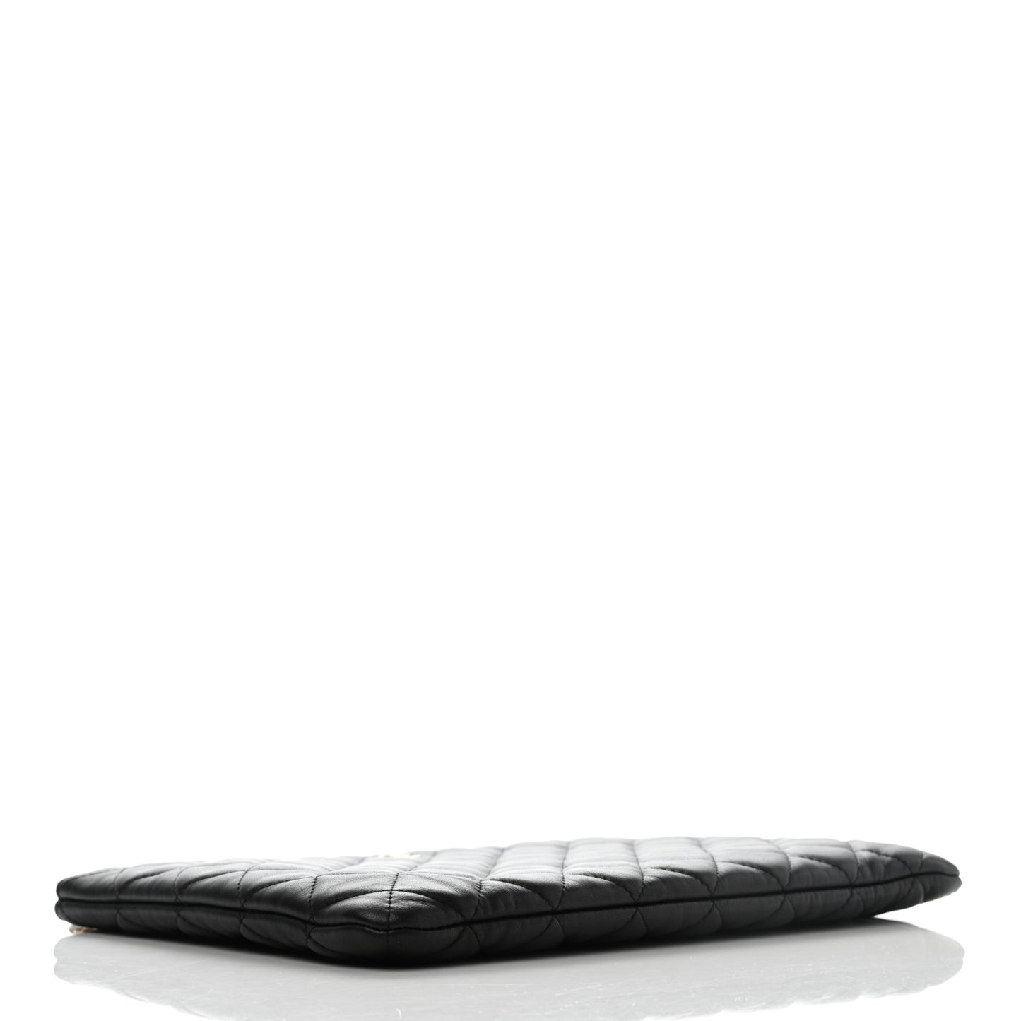 Lambskin Quilted Medium Casino Beauty CC Cosmetic Case Black