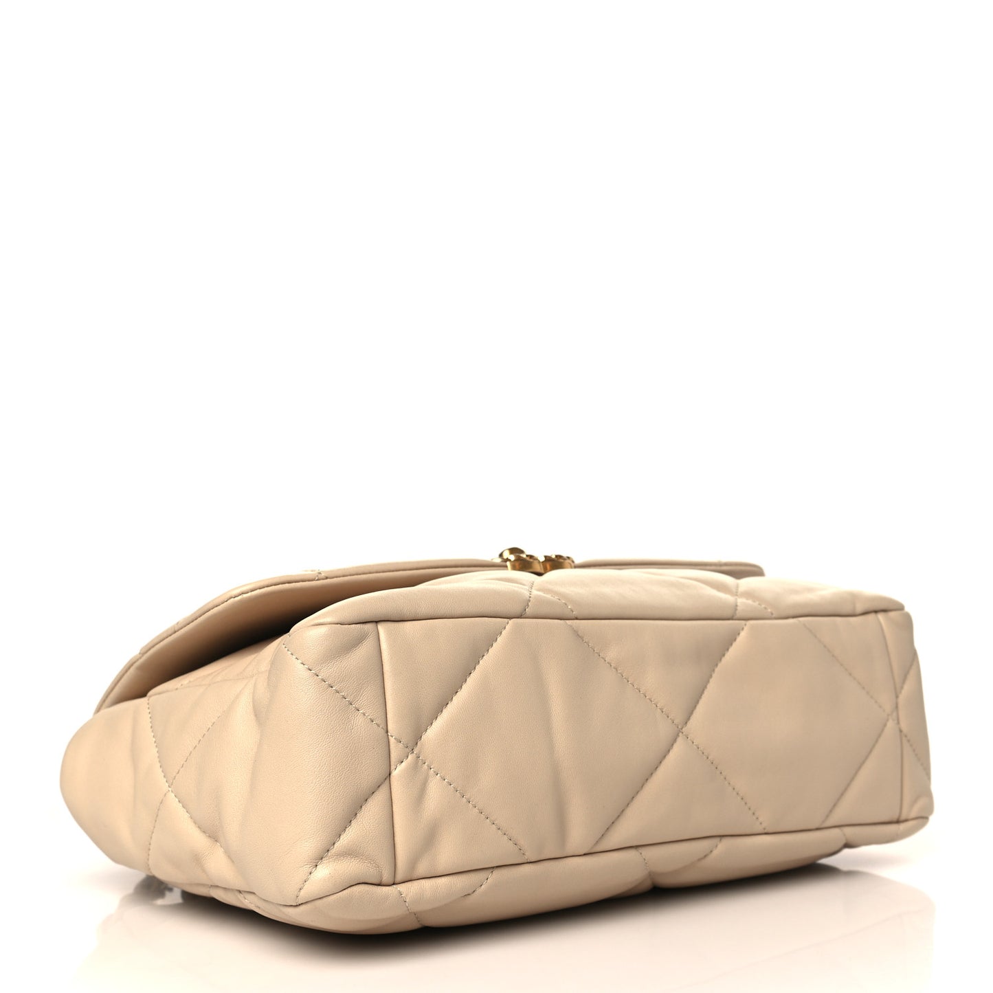 Lambskin Quilted Large Chanel 19 Flap Beige