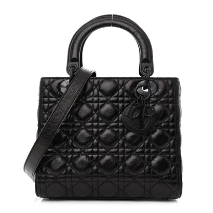 Christian Dior Crinkled Calfskin Cannage Medium Lady Dior Black 1 of 10