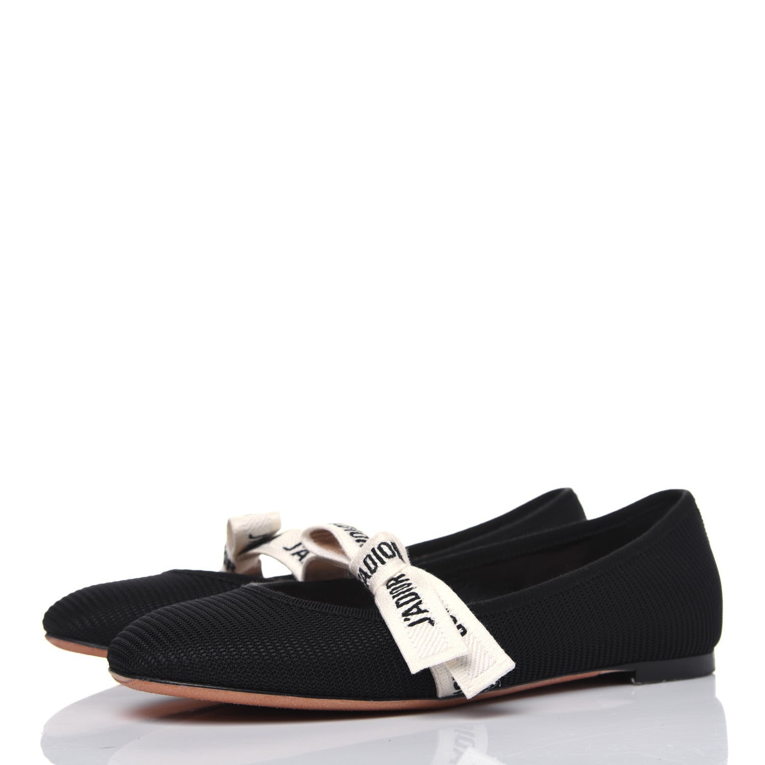 Christian Dior Fabric Ribbon Embroidered J'Adior Ballet Flats 36.5 Black 3 of 11