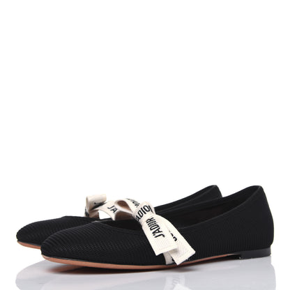 Christian Dior Fabric Ribbon Embroidered J'Adior Ballet Flats 36.5 Black 3 of 11
