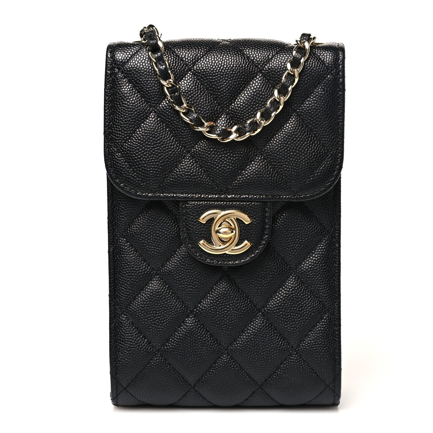 Caviar Quilted Classic Phone Holder Black