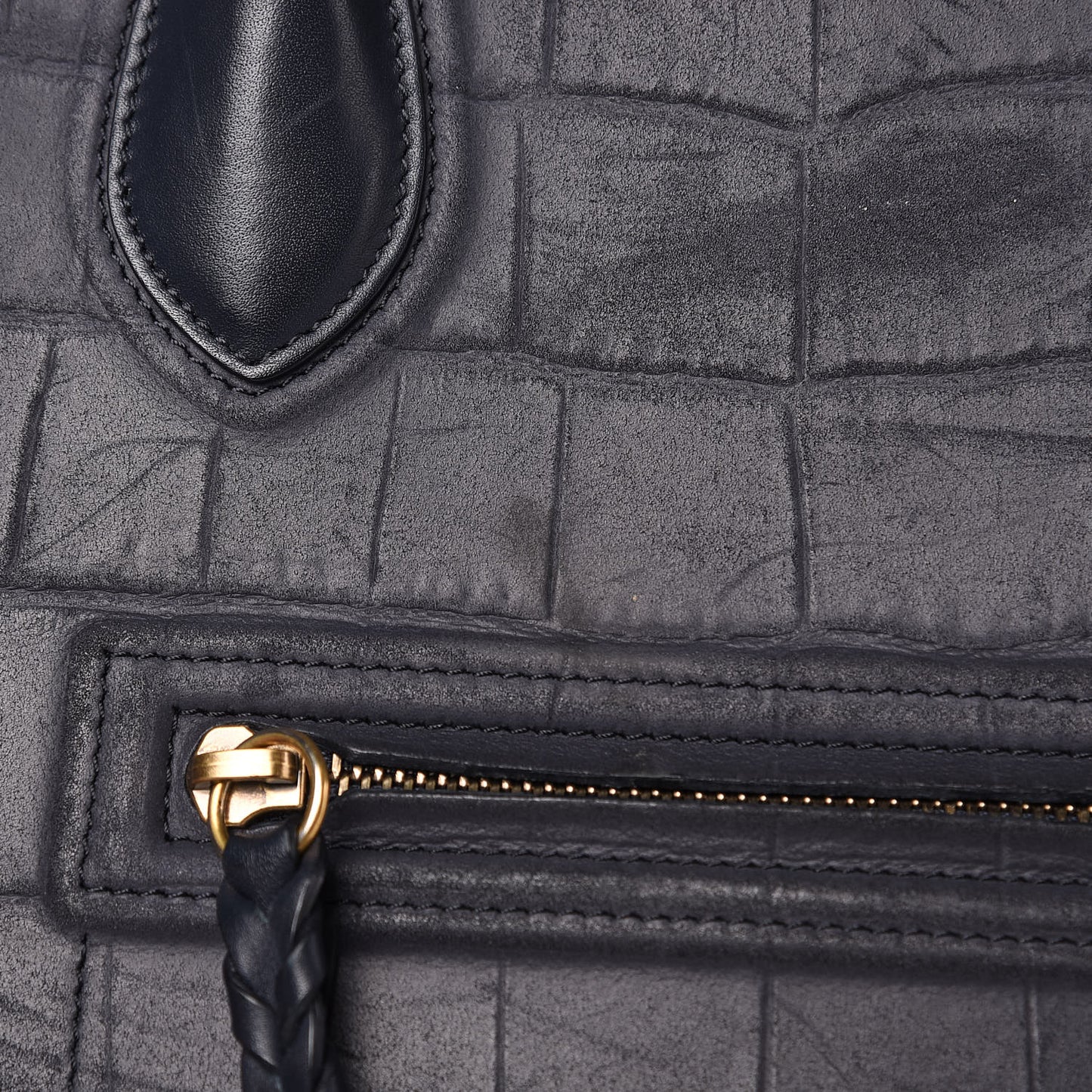 Crocodile Embossed Calfskin Medium Phantom Luggage Navy Blue
