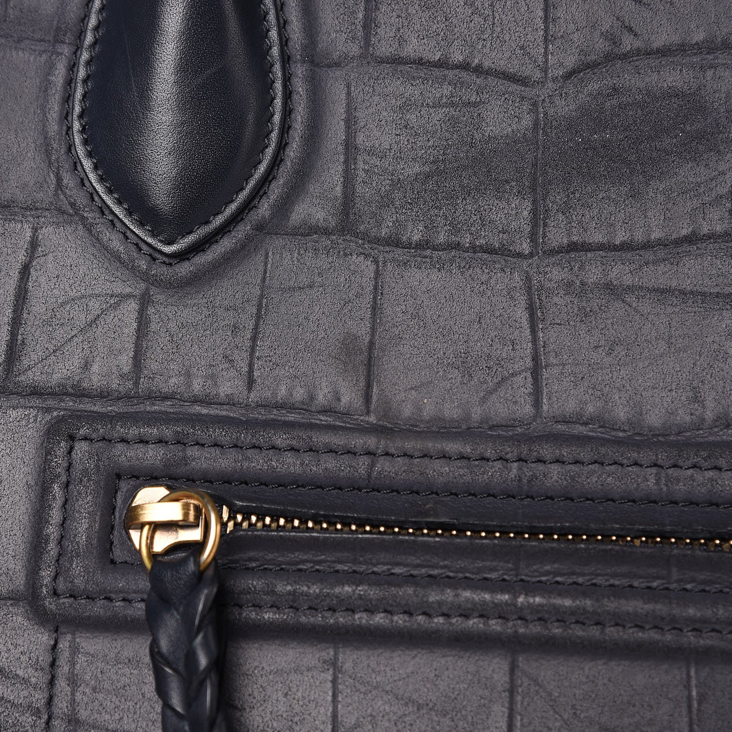 Celine Crocodile Embossed Calfskin Medium Phantom Luggage Navy Blue 18 of 21