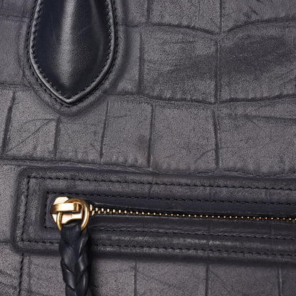 Celine Crocodile Embossed Calfskin Medium Phantom Luggage Navy Blue 18 of 21