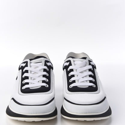 Chanel Lycra Womens CC Sneakers 40 White Black 3 of 8