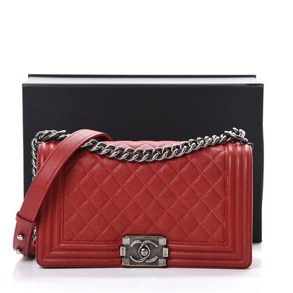Chanel Caviar Quilted Medium Boy Flap Red 14 of 14