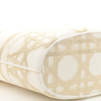 Christian Dior Canvas Cannage Embroidered Brocart Hat Basket Bag White Gold 10 of 12