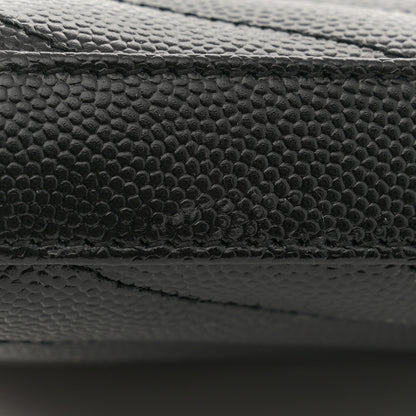 Saint Laurent Grain De Poudre Matelasse Chevron Monogram Chain Wallet Black 11 of 13