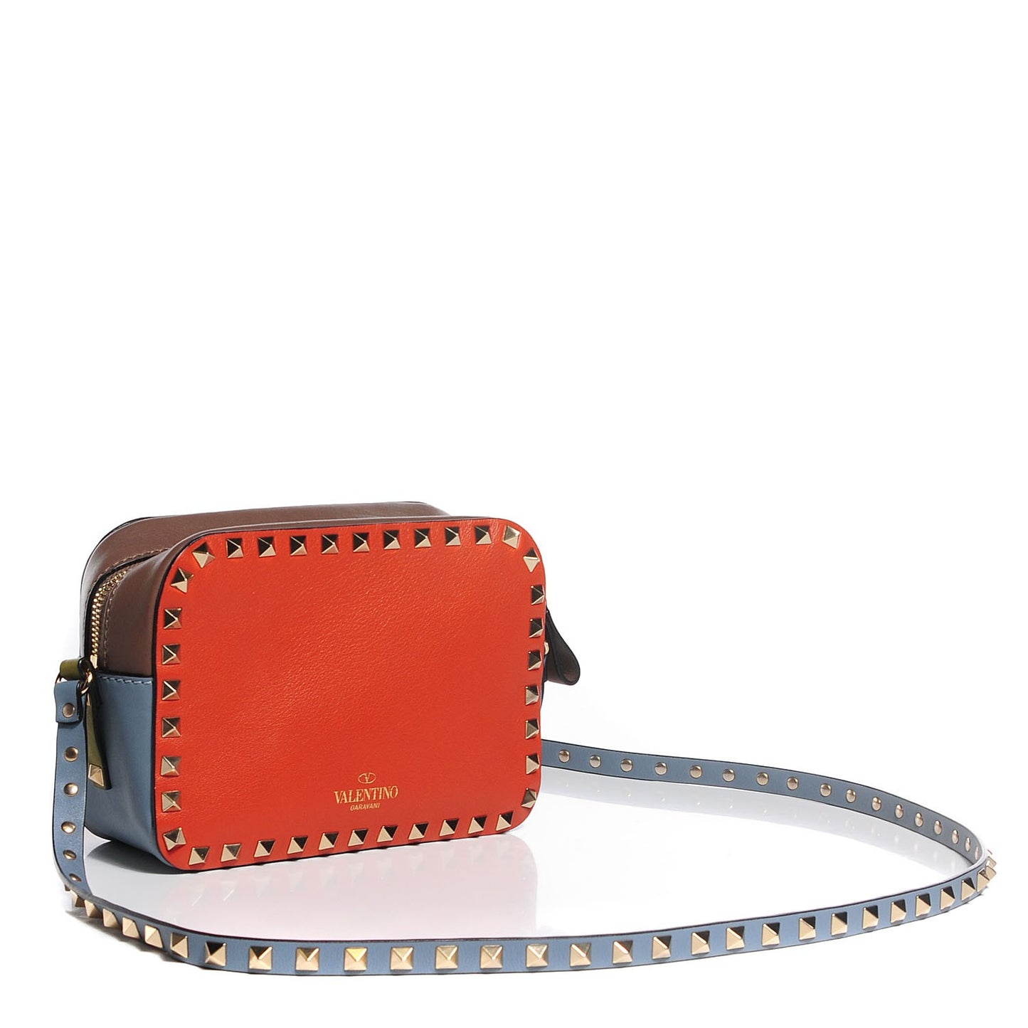 Vitello Colorblock Rockstud Camera Crossbody Bag Multicolor