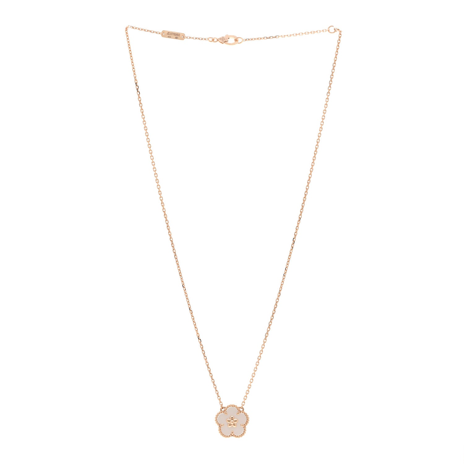 Van Cleef & Arpels 18K Rose Gold Mother Of Pearl Lucky Spring Plum Blossom Necklace 3 of 6