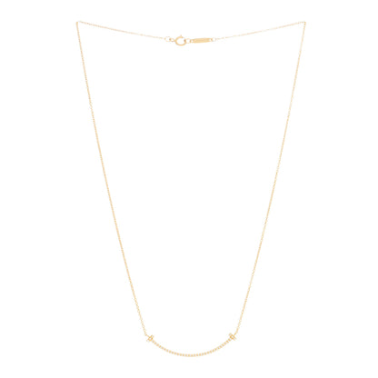 Tiffany 18K Yellow Gold Diamond Small T Smile Pendant Necklace 2 of 4