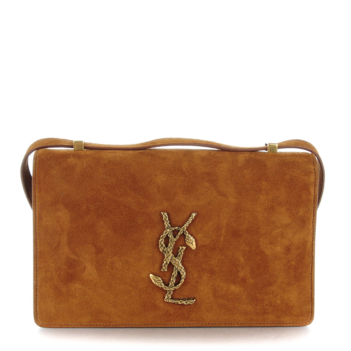 Suede Small Dylan Snake Monogram Satchel Light Ochre