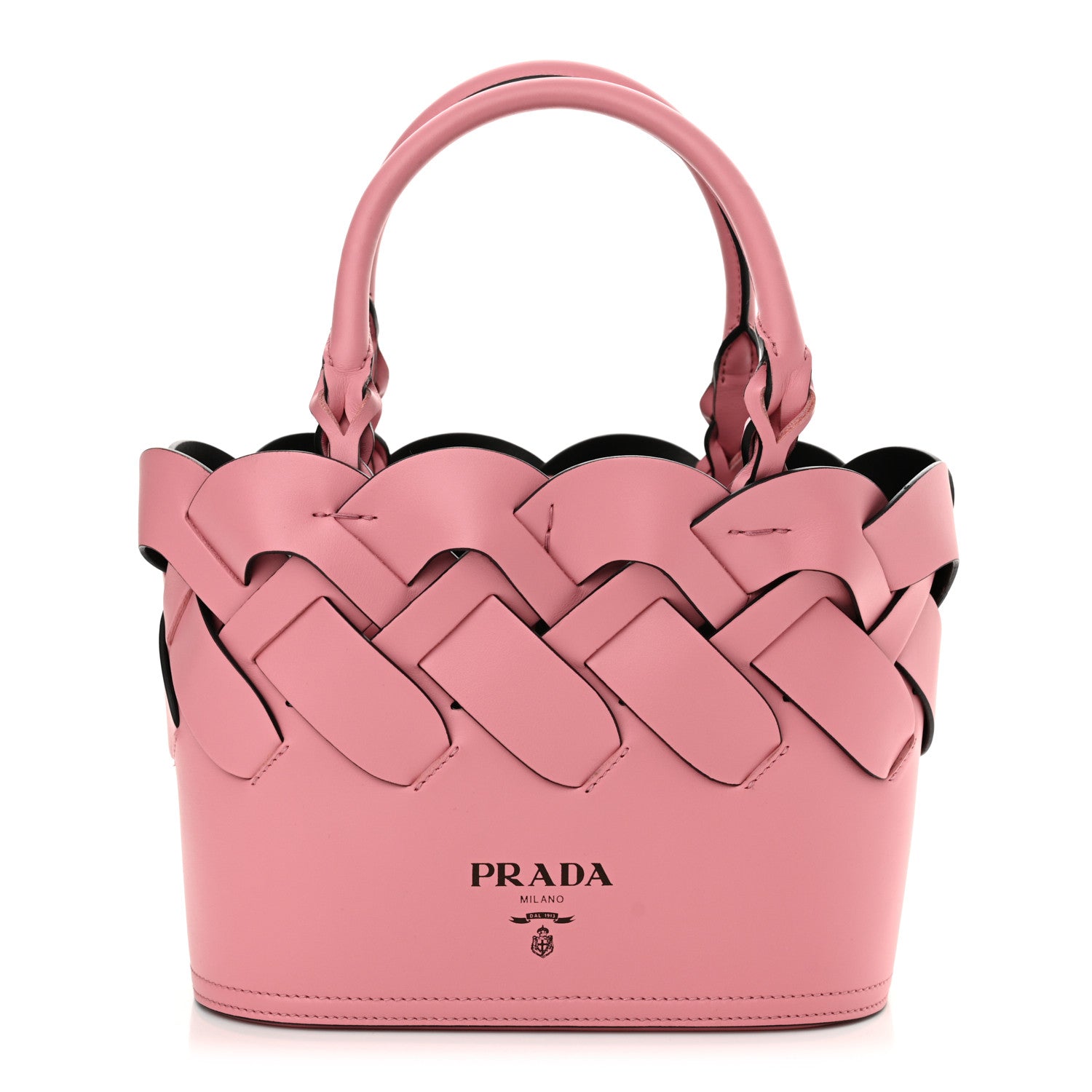 Prada Vitello Intreccio Tote Bag Petalo Black 1 of 11