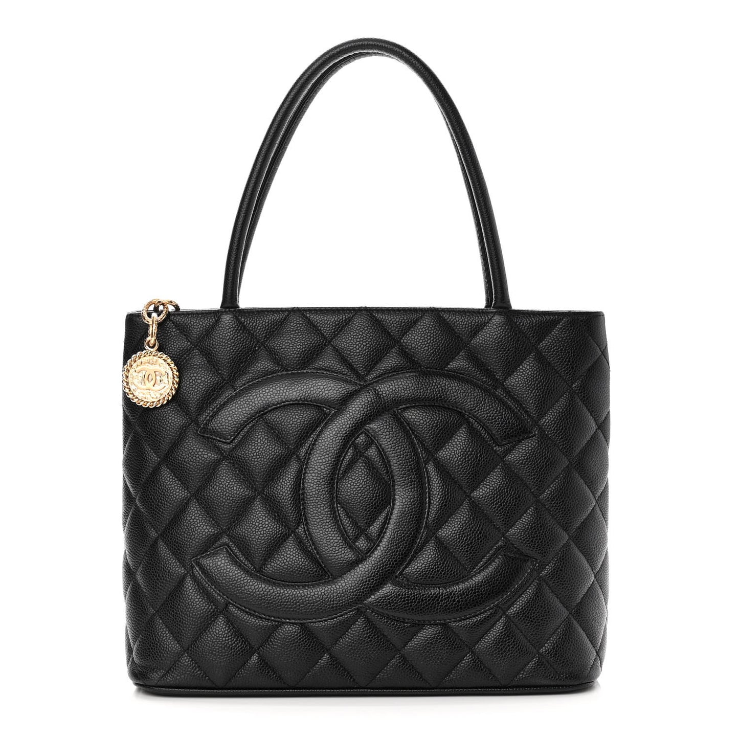Caviar Quilted Medallion Tote Black