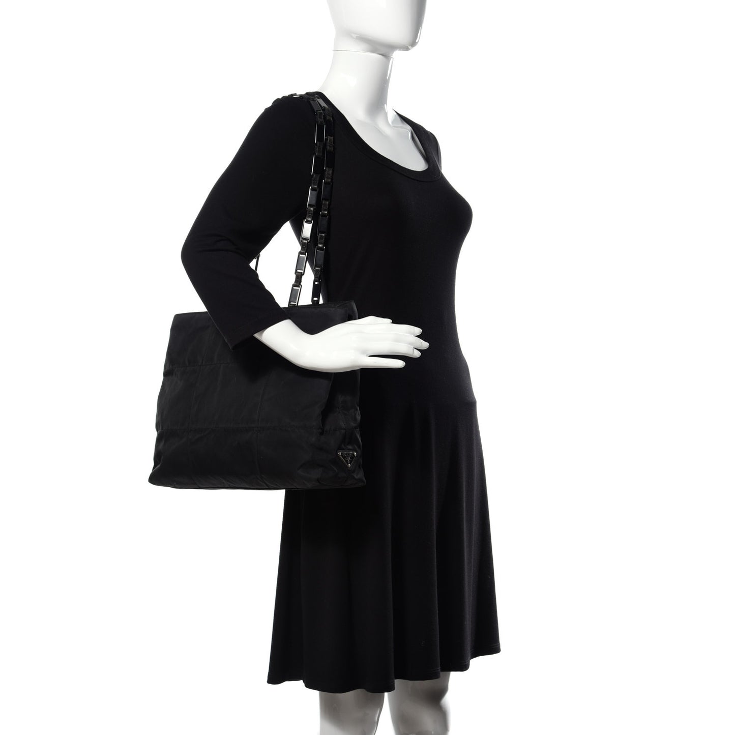 Tessuto Nylon Chain Tote Black