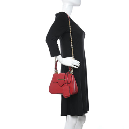 Prada Saffiano Lux Large Sidonie Top Handle Bag Fuoco 2 of 11