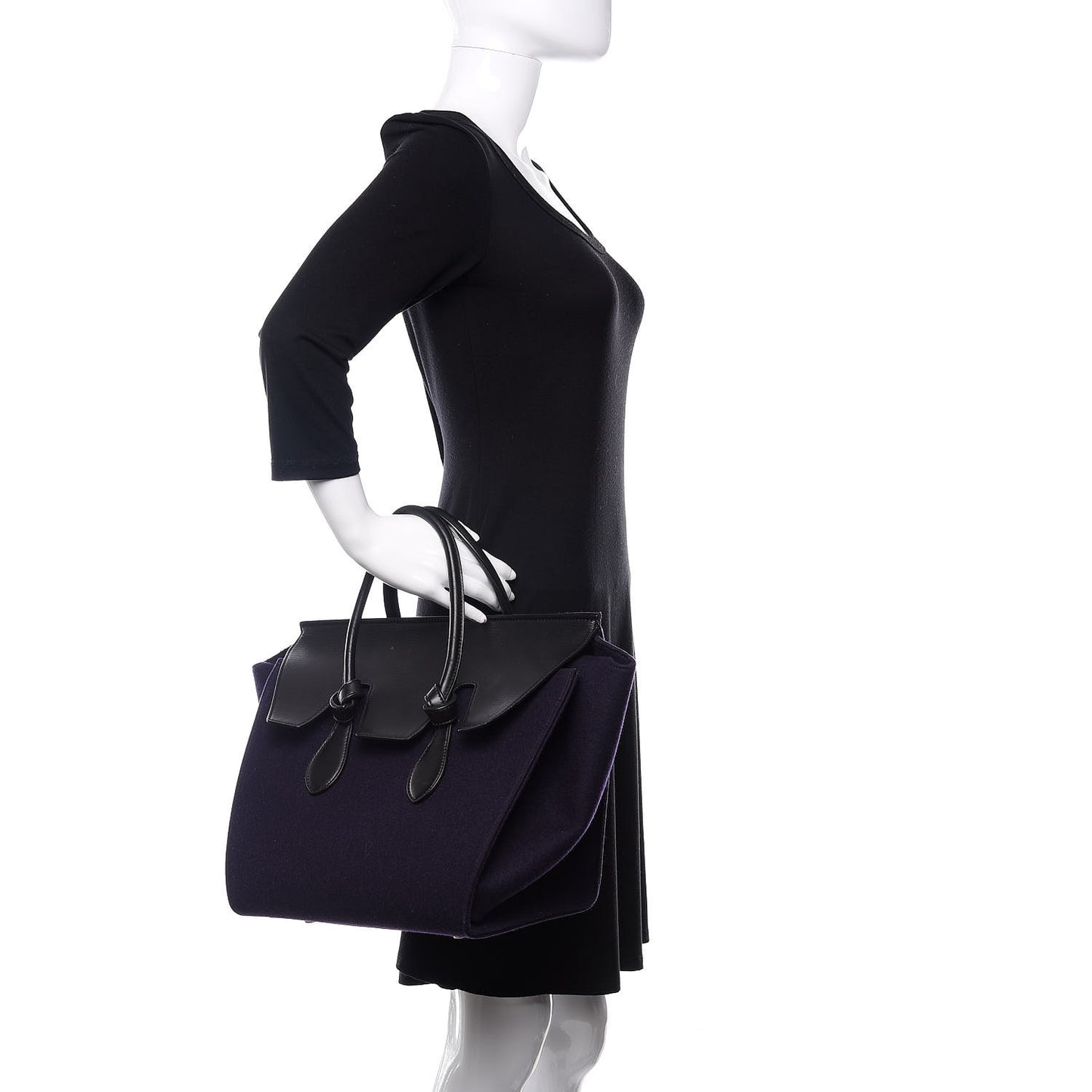 Felt Calfskin Medium Tie Knot Tote Navy