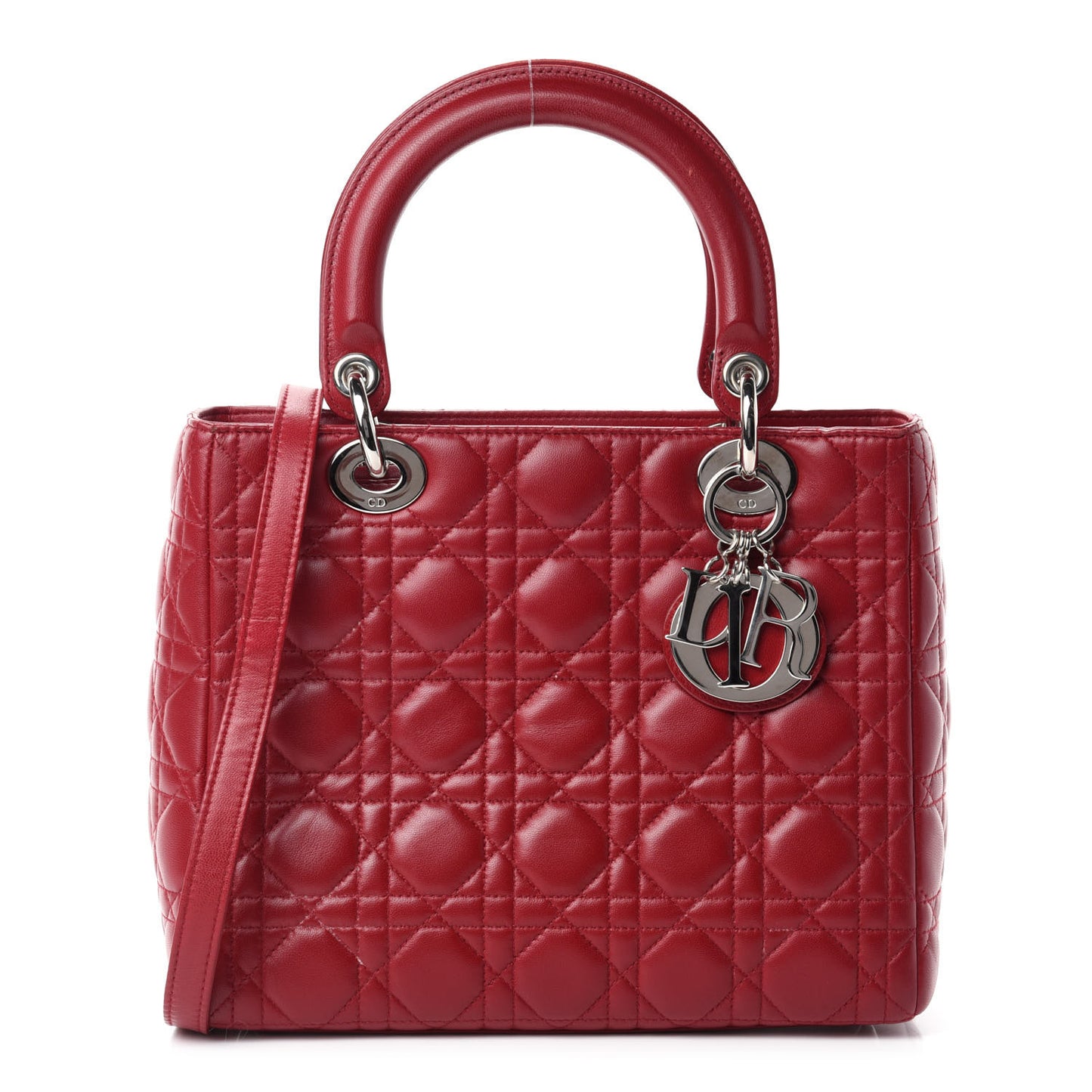 Lambskin Cannage Medium Lady Dior Red
