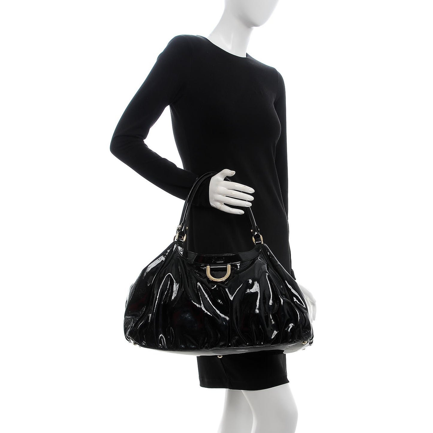 Patent Large D Ring Tote Black